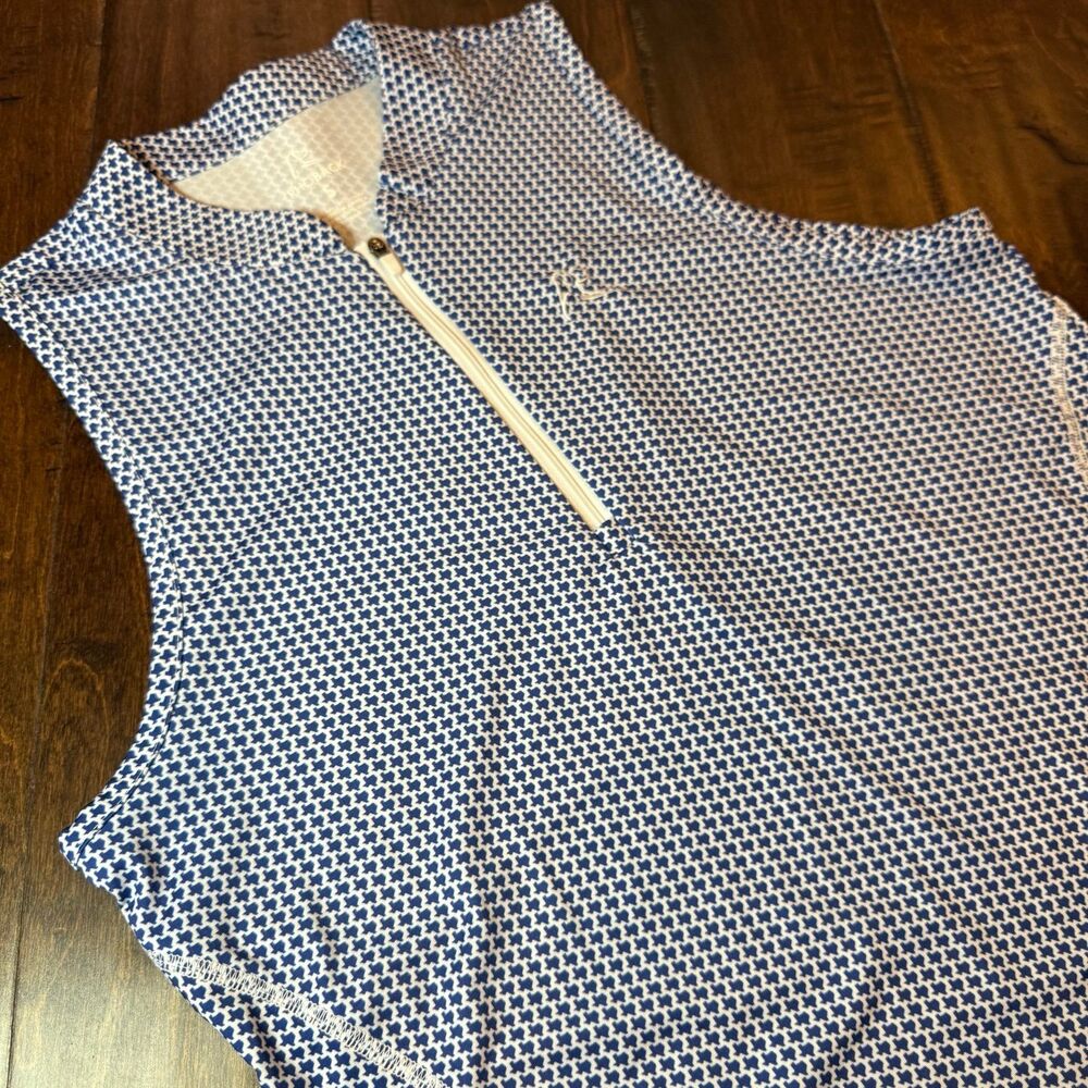 Rhoback Don’t Mess With Texas Women Sleeveless Quarter Zip Polo AOP size Small